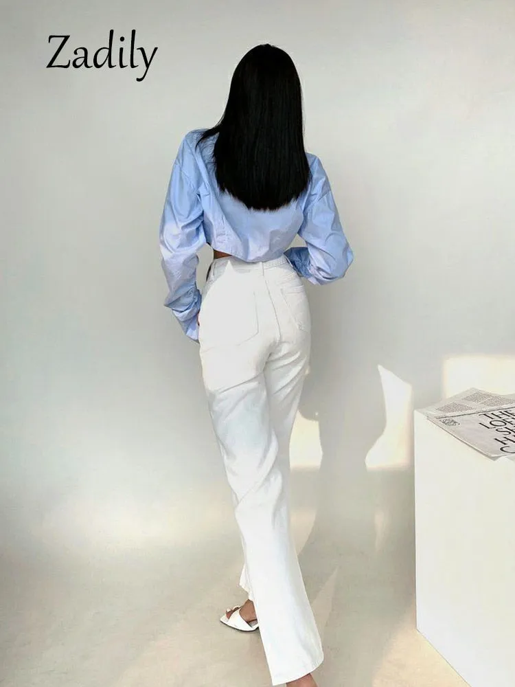 znbbw 2023 Spring Korean Style Long Sleeve White Shirt Women Sexy Button Ladies Crop Tops Blouse Street New In Female Clothing - Image 8