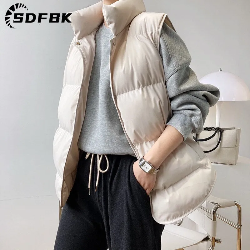 Znbbw Women Vest Coat Loose Sleeveless Jackets Turn Down Collar Ladies Winter Vest Autumn Winter 2023 Fashion Oversized Warm Vests - Image 2