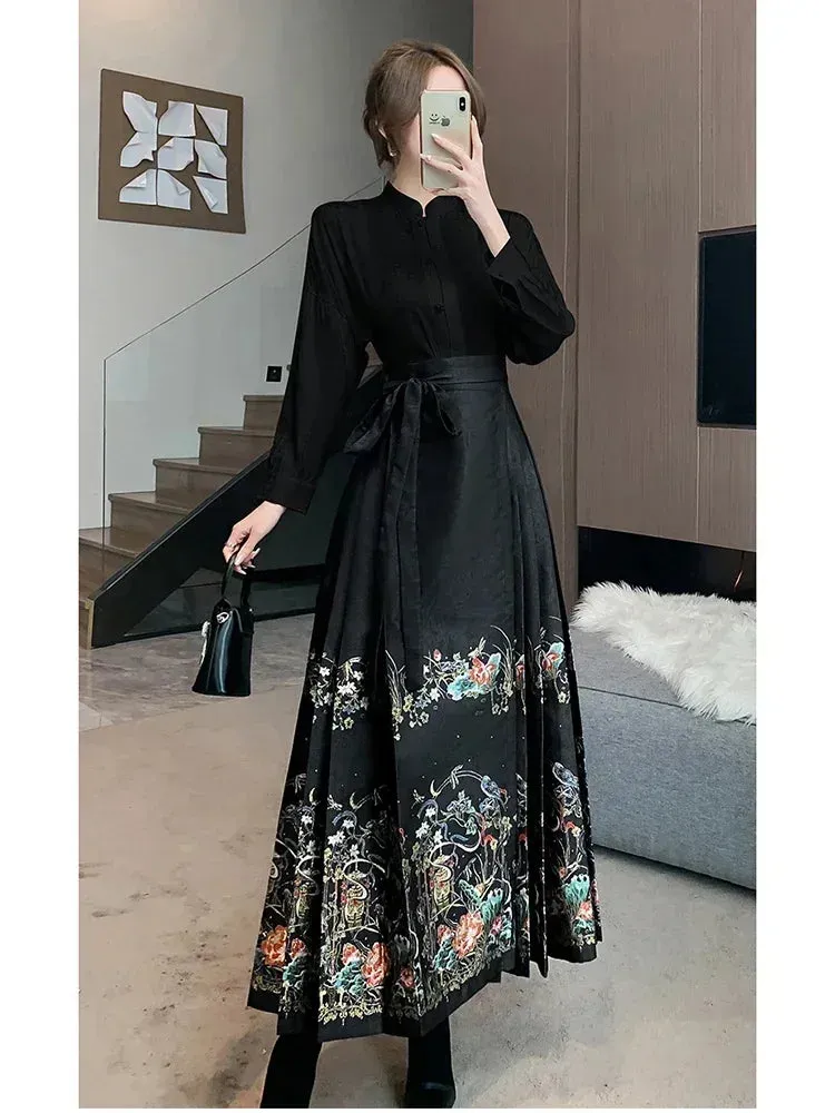 Znbbw Women Spring Autumn 2024 New Weaving Gold Imitation Makeup Chinese Style New Chinese High Grade Horse Face Skirt D5321 - Image 4