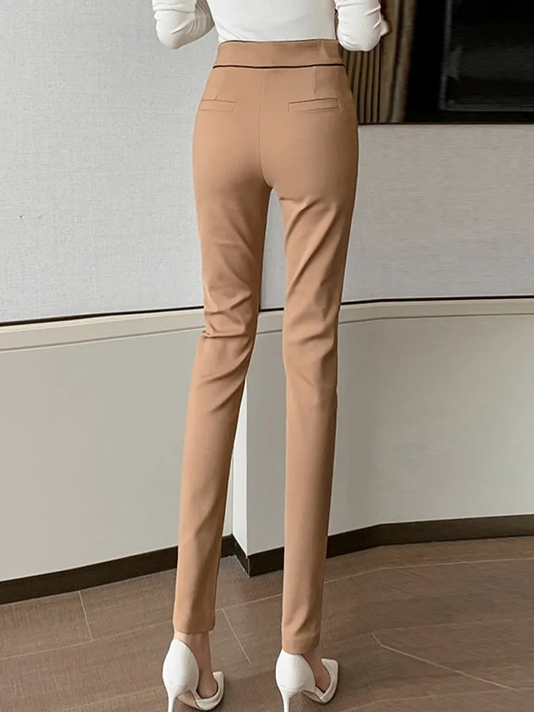 Znbbw Office Lady Formal Slim Suit Pants Women Stretch Mid-Waist Straight Trousers Femme Korean Vintage Casual Pencil Pants - Image 6