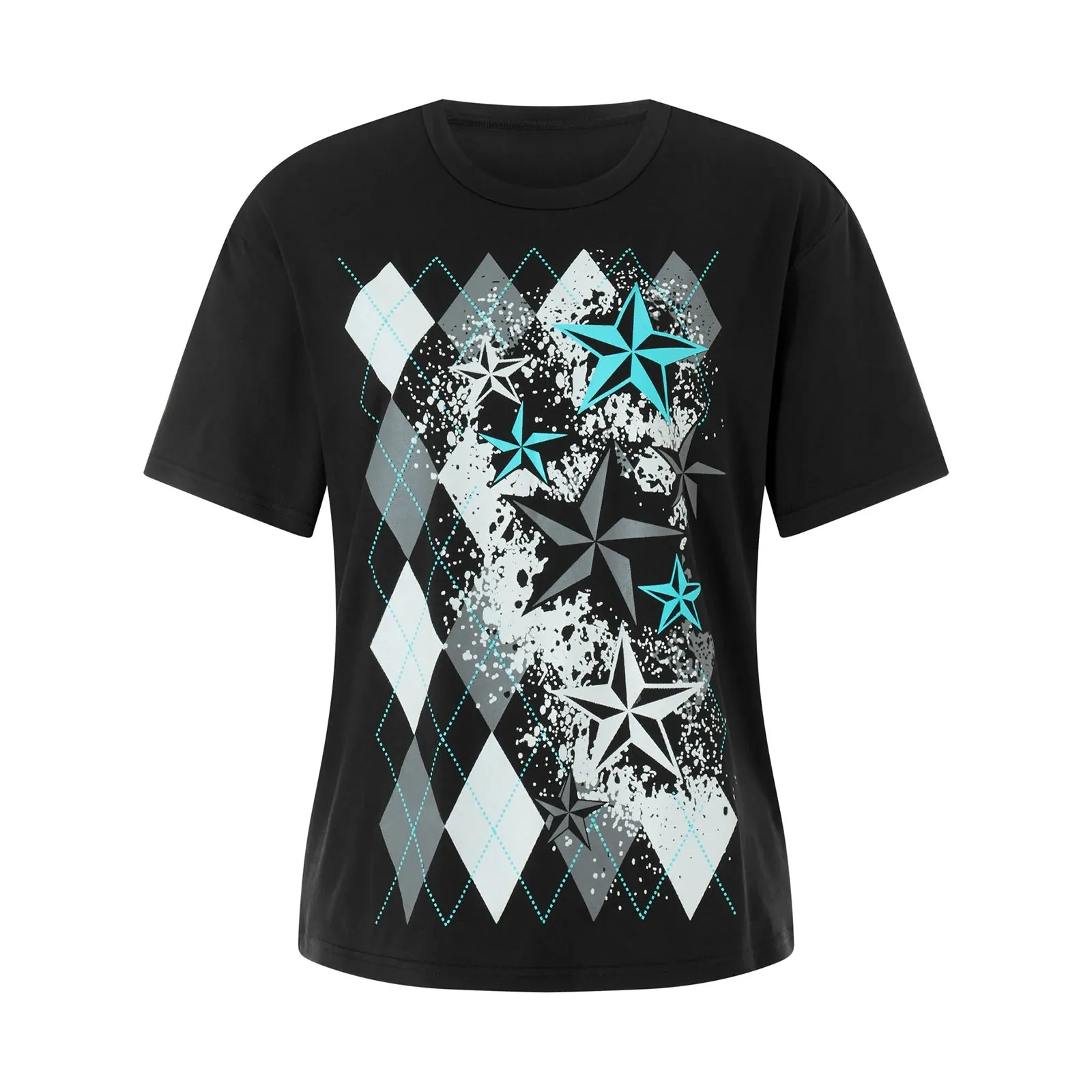 Znbbw Women Vintage Summer y2k Cyber Grunge Graphic Print Crop Tops O-neck Short Sleeve Slim Fits Tees Harajuku Aesthetic T-shirts - Image 10