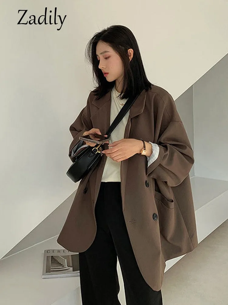 znbbw 2023 Autumn Casual Long Sleeve Blazer Women Korean Style Oversize Ladies Suit Blazers Work Female Clothing Jacket Coat - Image 6