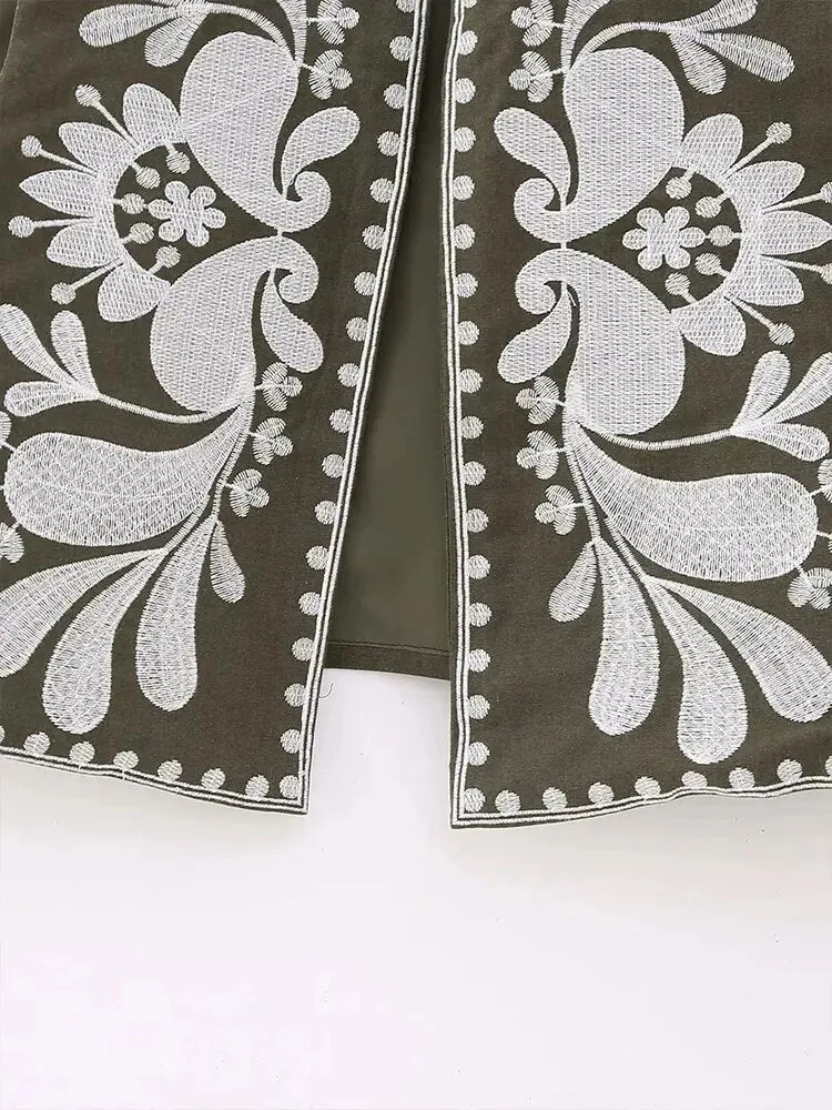 Znbbw TRAF Embroidered Vests Top Women Vest 2023 Summer Loose Waistcoat Ladies Cardigan Outwear Top Sleeveless Tops Chic Tank - Image 10