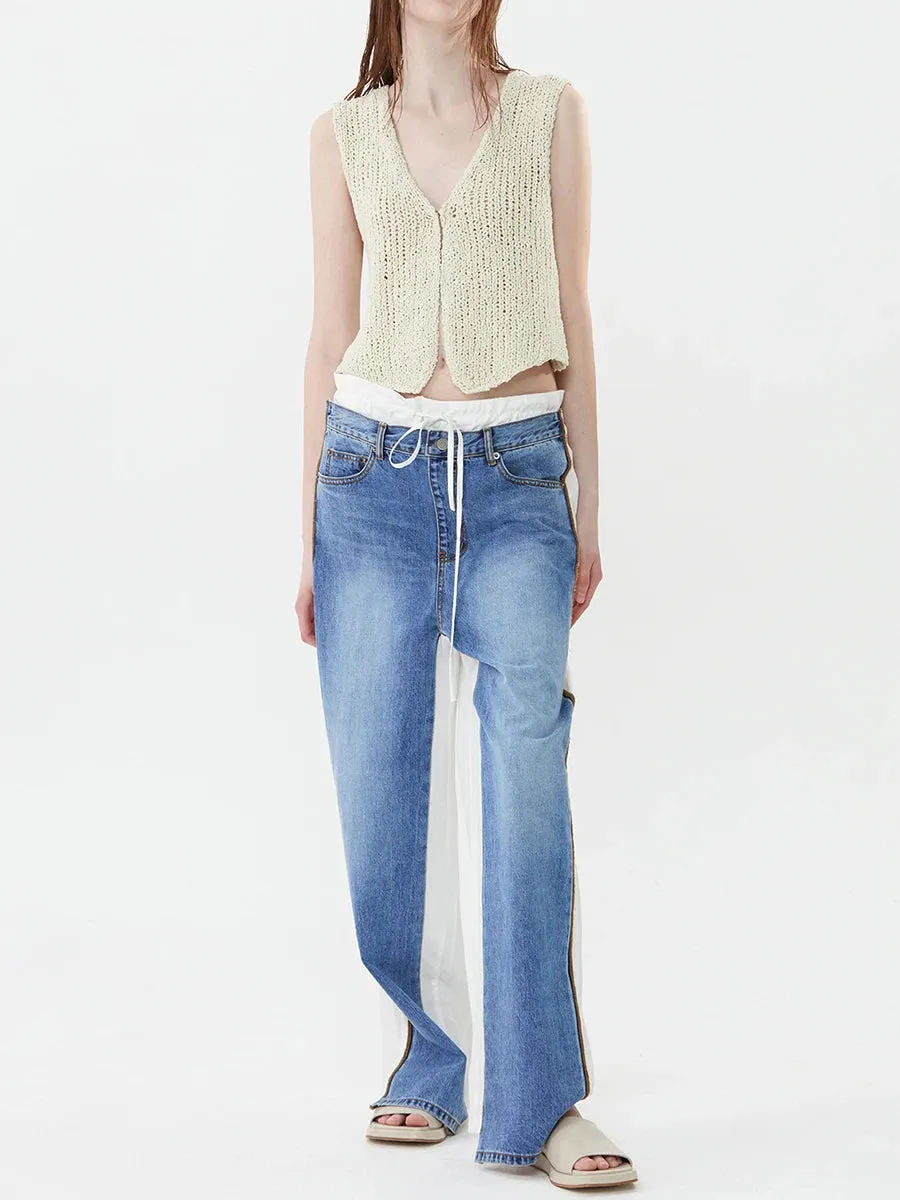 Znbbw Women Knitted Hollow Cropped Camis y2k Aesthetic V-Neck Button Tank Tops Sleeveless Vintage Camisole Harajuku Streetwear - Image 2