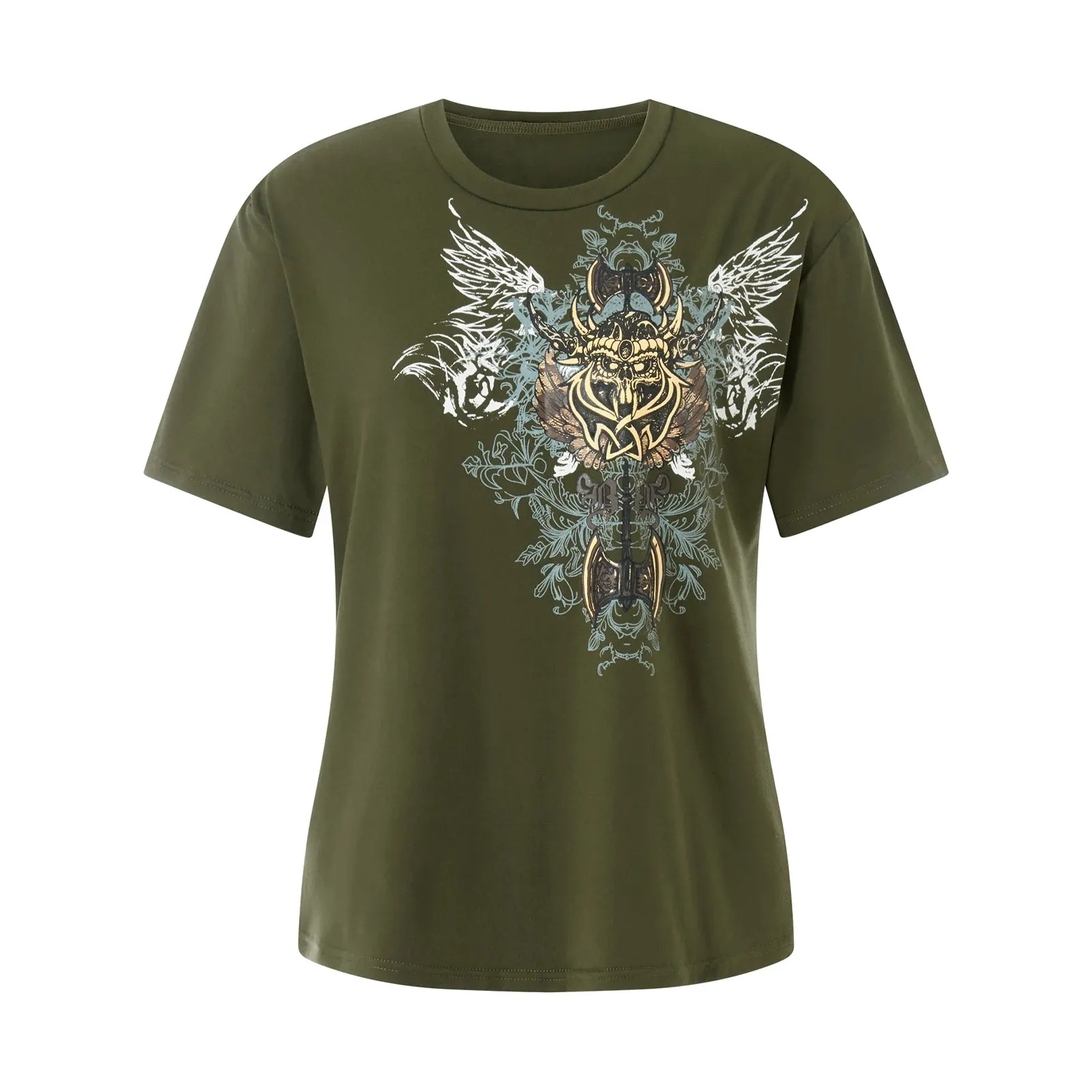 Znbbw Women Vintage Summer y2k Cyber Grunge Graphic Print Crop Tops O-neck Short Sleeve Slim Fits Tees Harajuku Aesthetic T-shirts - Image 5