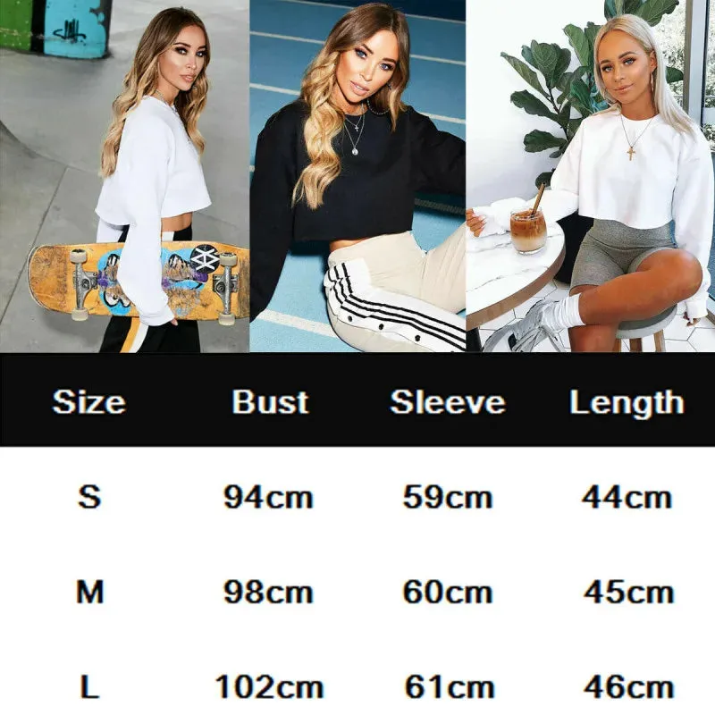 Znbbw Women Ladies Hoodies Autumn Long Sleeve Loose Hoodies Casual Crop Tops Solid - Image 5