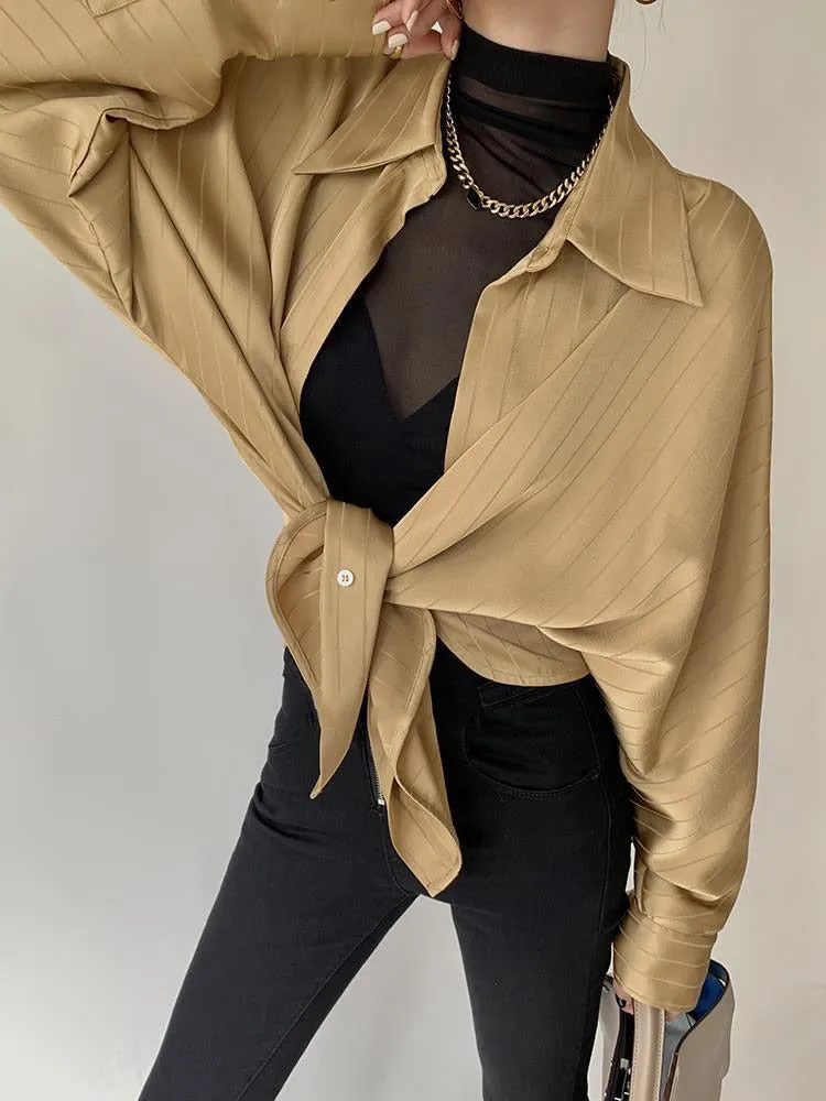 znbbw 2023 Summer Elegant Long Sleeve Women Shirt Vintage Button Up Stripe Loose Ladies Shirts Fashion Office Female Clothing - Image 6