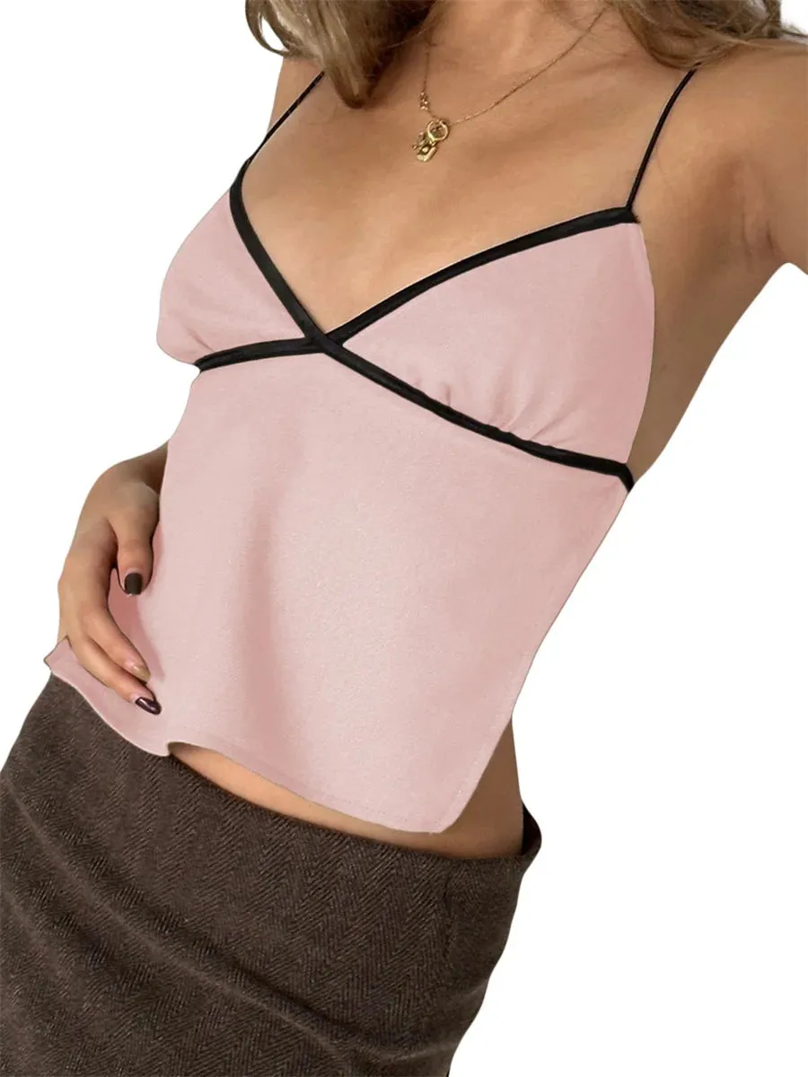 Znbbw Women Y2K Fairycore Grunge Backless Crop Top Vintage Sexy Tie Up Spaghetti Strap Camisole Summer Mini Vest E-Girl Streetwear - Image 2