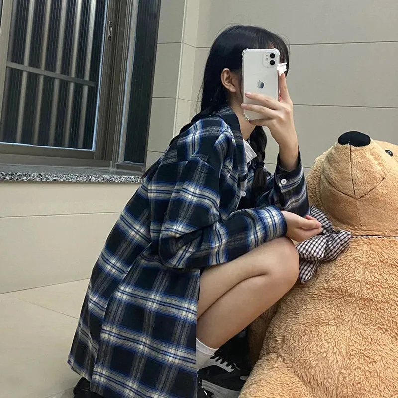 Znbbw Women Korean Plaid Shirt Vintage Streetwear Female Loose Tops Casual Student All Match Long Sleeve Shirt Spring Summer New - Image 5