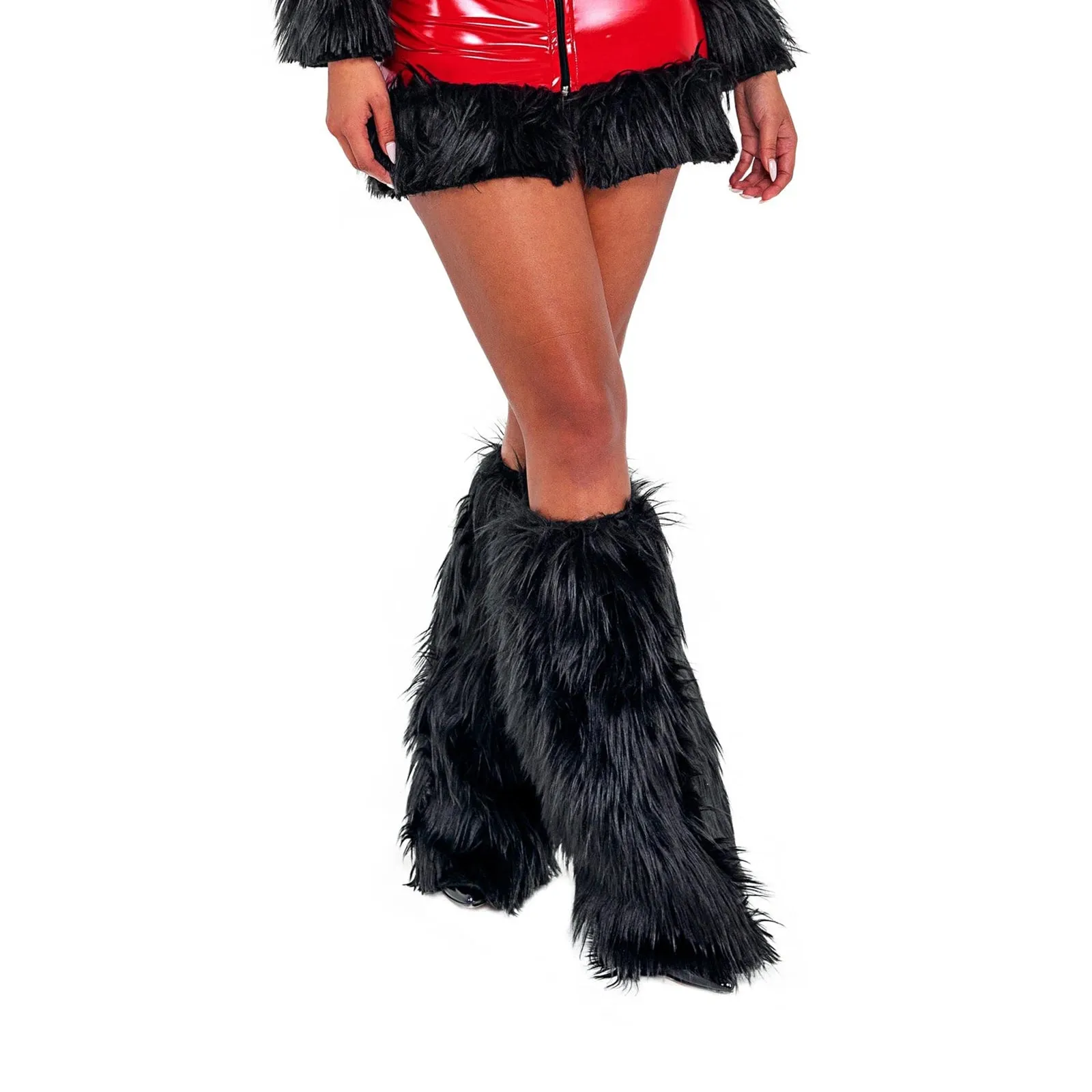 Znbbw Women Faux Fur Leg Warmers Furry Fuzzy Winter Boot Cuffs Cover Christmas Red Stocks New Year Party wear - Image 5