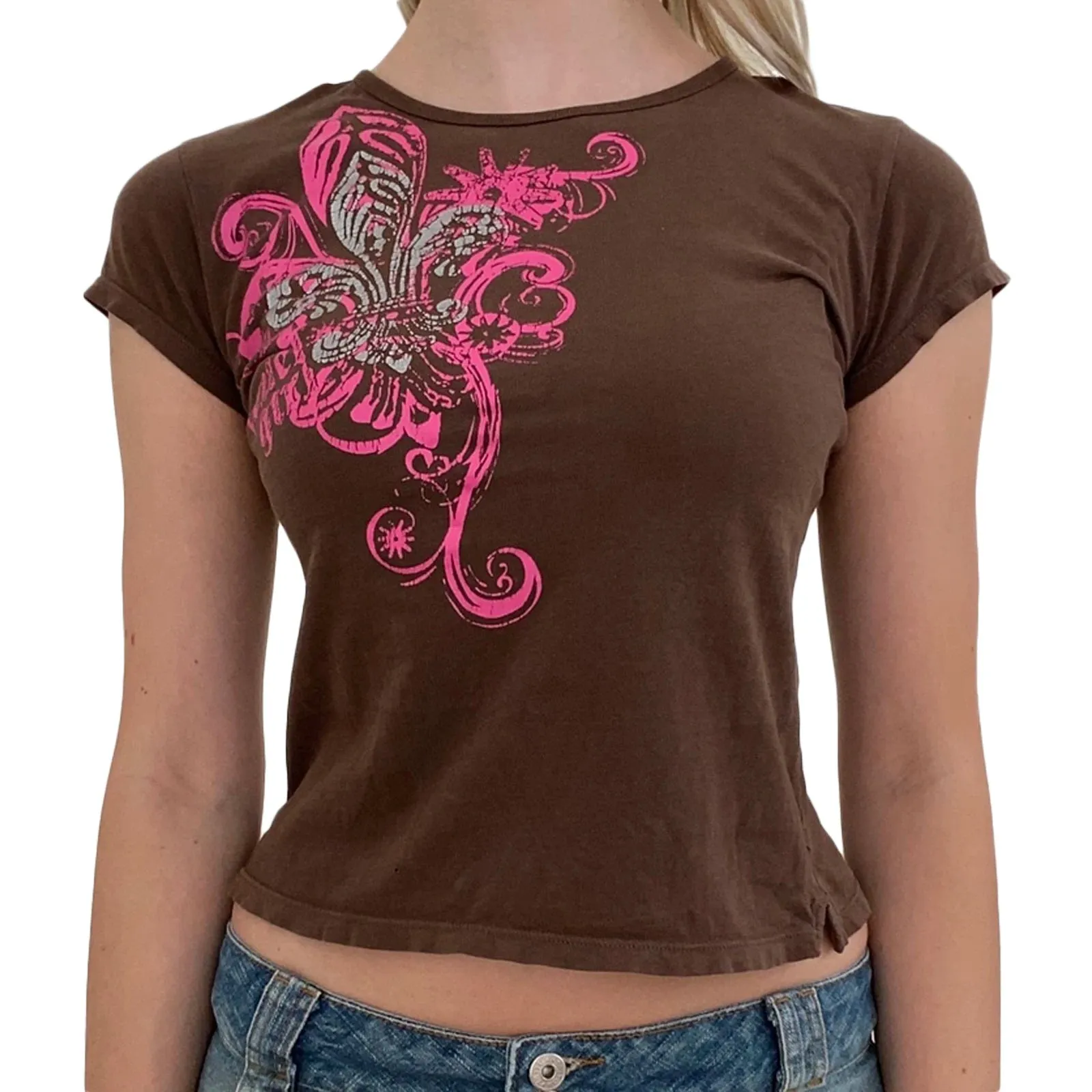 Znbbw Women Graphic Print Crop Top T Shirts Summer Floral Print Short Sleeve Tee Tops y2k Fairy Grunge 90s Vintage Shirts Clothes - Image 4