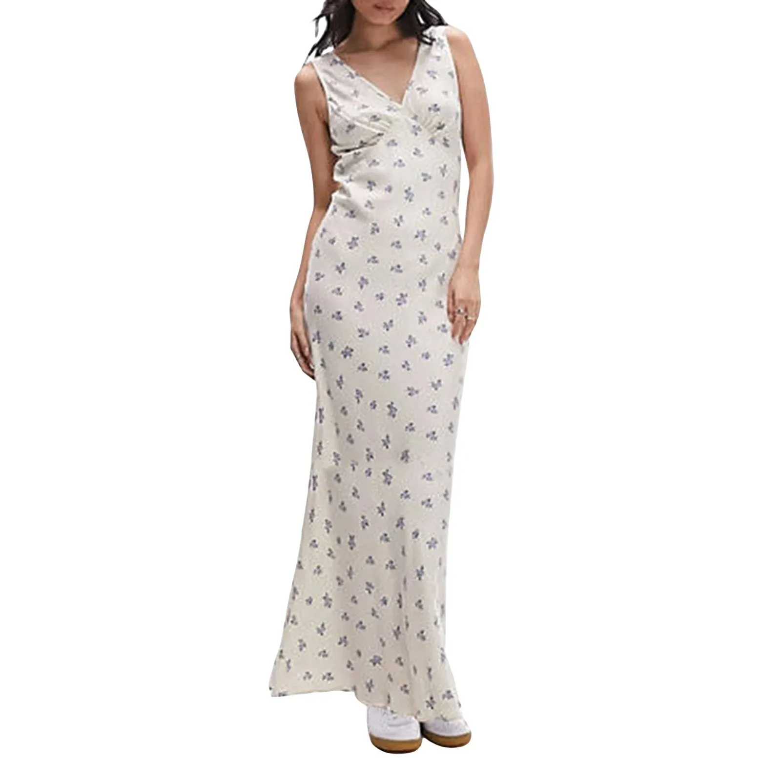 Znbbw Women y2k Aesthetic V Neck Maxi Dress Vintage Floral Print Sleeveless Backless Long Dress Bohemian Beach Midi Dress Streetwear - Image 10