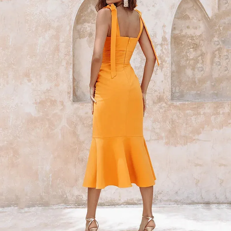 Znbbw Women Maxi Dress Fashion Sling V Neck Lace Up Sleeveless Nipped Waist Elegant Party Beach Sexy Bodycon Dresses Streetwear - Image 3