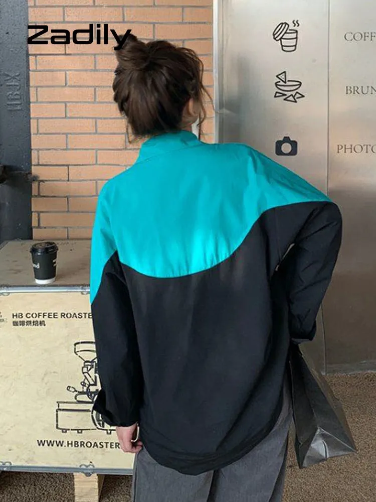 znbbw 2023 Summer Streetwear Oversize Patwork Long Sleeve Shirt Women Y2K Button Up Loose Ladies Shirts Tops Drop Shipping - Image 5