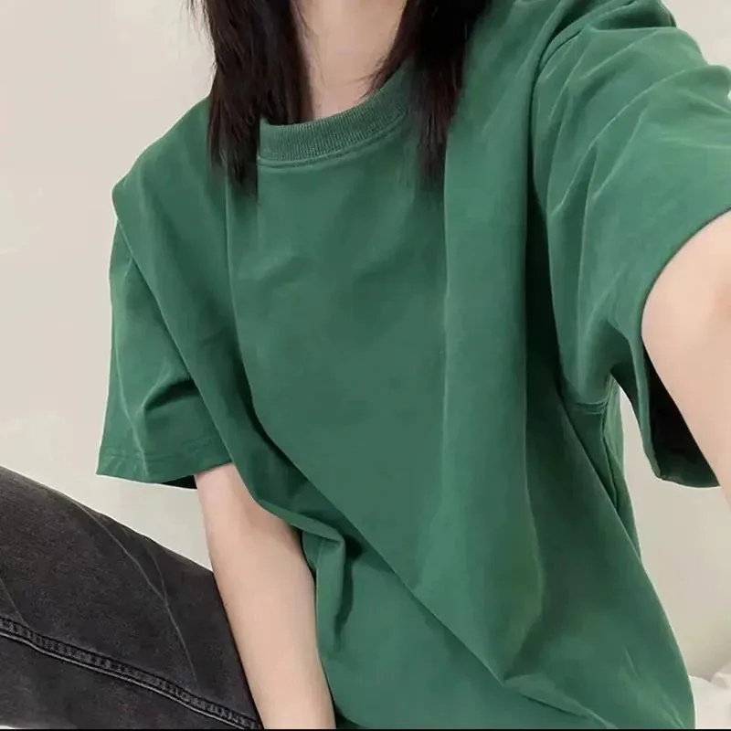 Znbbw 100% Cotton Women Korean T Shirt Fashion Casual Female Loose Summer Tops Preppy Style All Match Student Solid Color Tees - Image 8