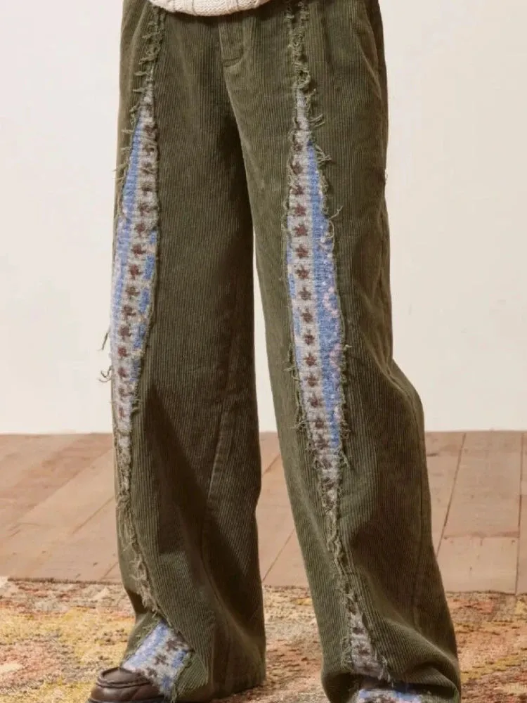 Znbbw Vintage Pantalones De Mujer Patchwork High Waist Casual Loose Design Pants for Women Spring Autumn All Match Clothing