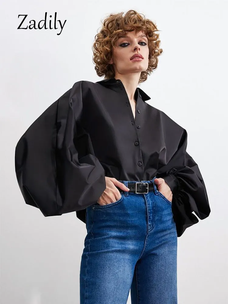 znbbw 2023 Spring Vintage Lantern Long Sleeve Women White Shirt Office Lady Button Up Solid Woman Tunic Blouse Female Clothing - Image 3