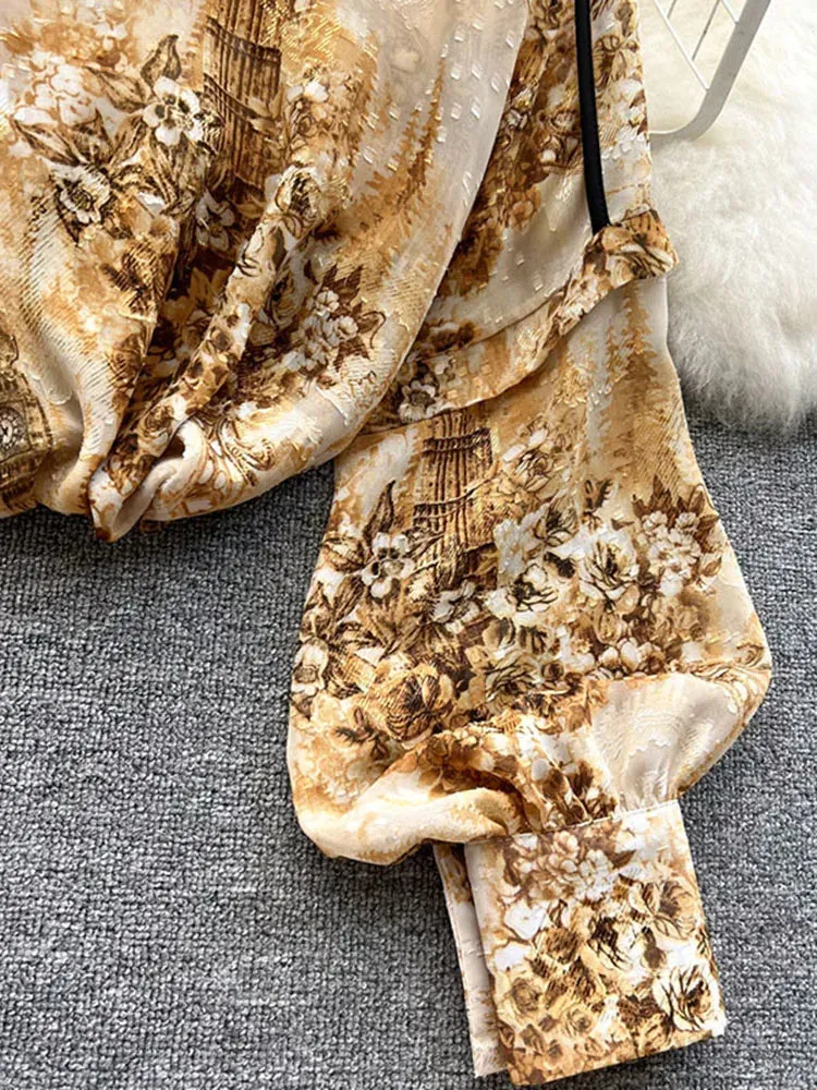 Znbbw Autumn Puff Sleeve Shirts Blouse Women Floral Long Sleeve Lapel Buttons Vintage Shirts Elegant Blouses Tops Female GD631 - Image 6