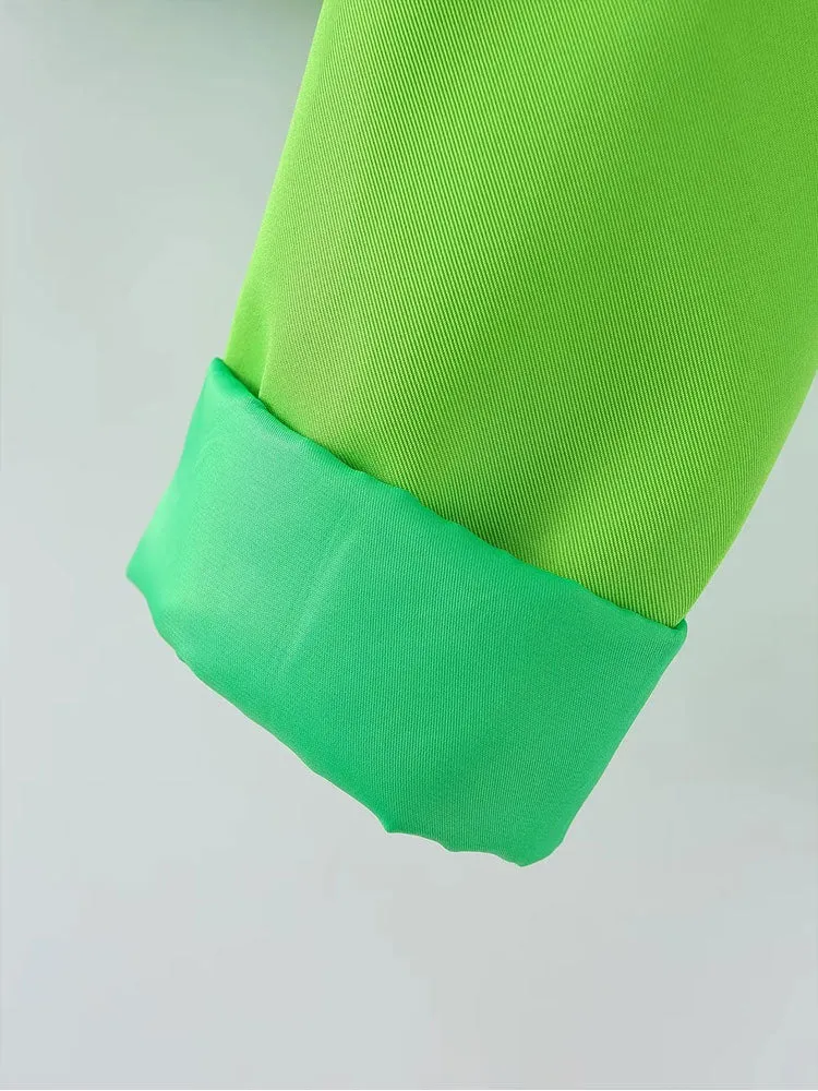 Znbbw Women Fashion Solid Single Button Cropped Blazer Vintage Long Sleeves Notched Neck Female Office Lady Outfits - Image 7