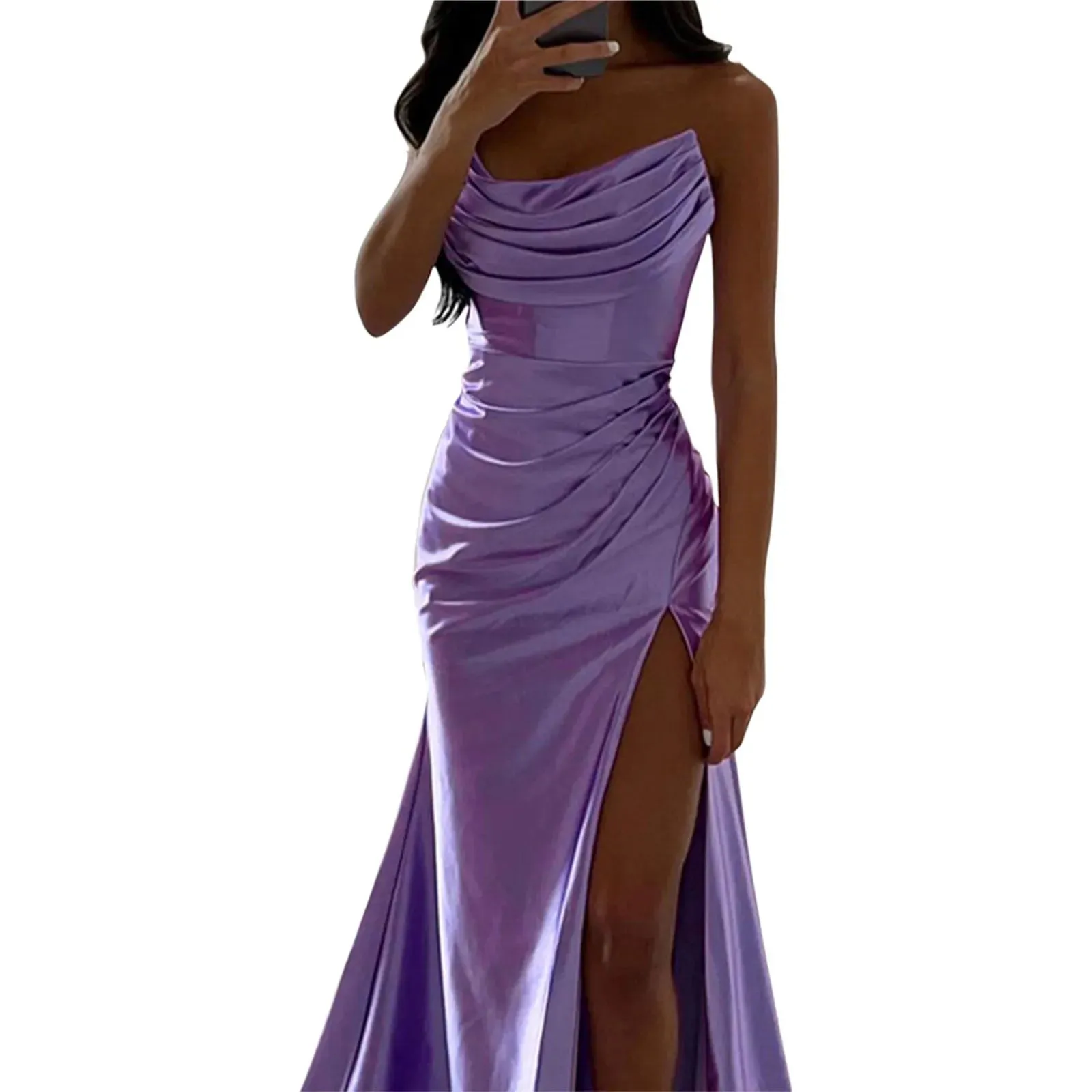 Znbbw Backless Satin Banquet Prom Dress Women Summer Elegant Off Shoulder Ruched Bodycon Evening Party Dress Female Pink Vestidos - Image 9