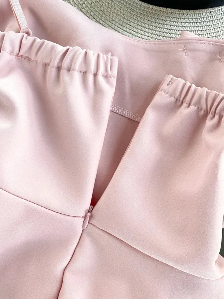 Znbbw Women's Blouse Korean Style Solid Color Ruffled Irregular Sling Shirt New Pleated Waist Sling Suspender Tops LL957 - Image 4