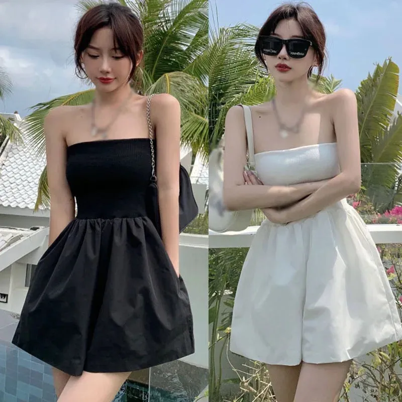 Znbbw Women's Shorts Waist Thin Temperament Korean Version Of High Waist Casual Tube Top Joint Shorts - Image 2