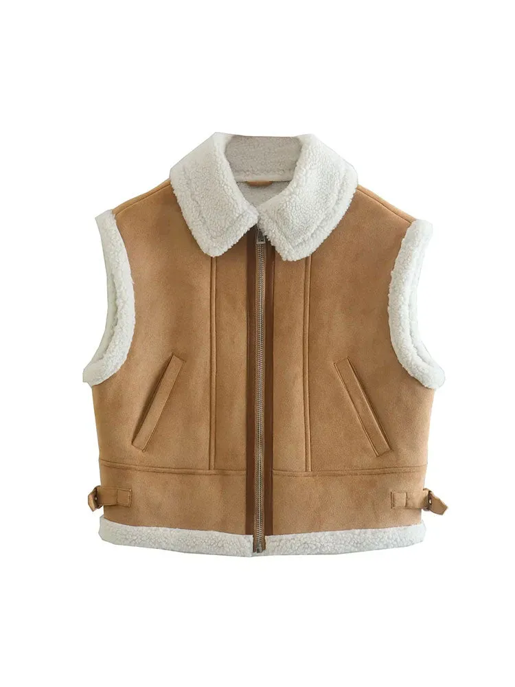 Znbbw Autumn Spring Vest Coat Women Jacket Splice Sleeveless Waistcoat Coat Ladies Warm Outwear Tops - Image 3