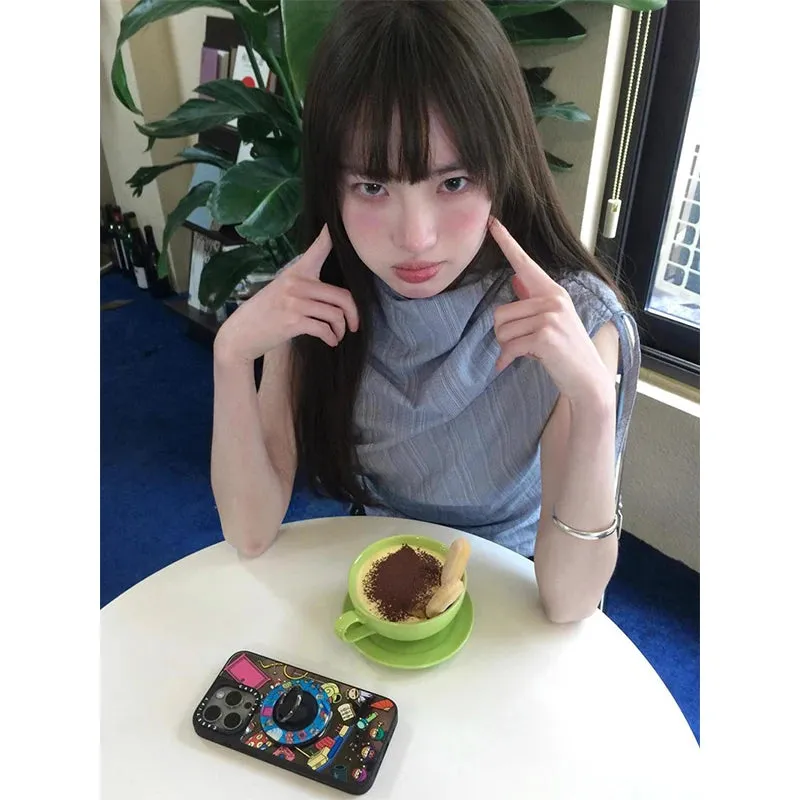 Znbbw 2000S Striped Shirts Women Vintage Shirring Sleeveless Blouses Streetwear Irregular Crop Tops Summer Harajuku Korean Clothes - Image 5