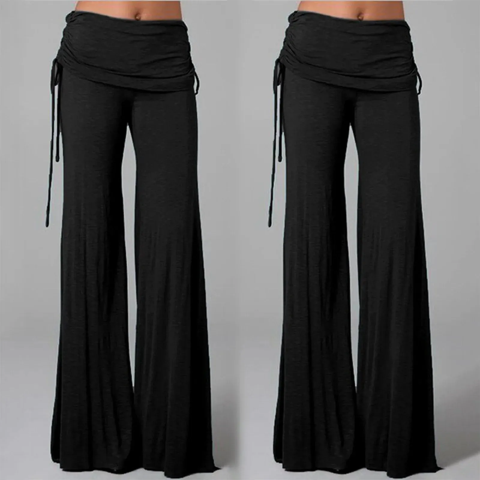 Znbbw Women Long Flare Pants Autumn Fashion Casual Wide Leg Solid Color Loose Trousers Female Comfortable Dance Yoga Trousers