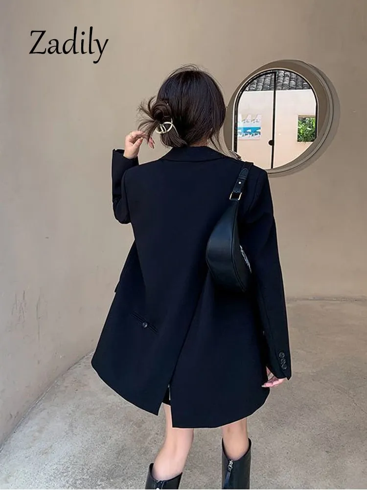 znbbw 2023 Winter New In Korea Style Long Sleeve Women Blazer Office Lady Loose Solid Suit Work Blazers Spring Female Coat - Image 8