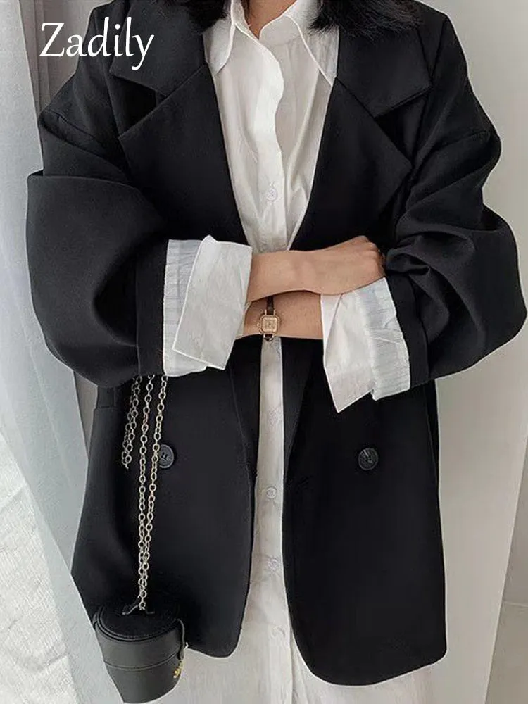 znbbw 2023 Autumn Casual Long Sleeve Blazer Women Korean Style Oversize Ladies Suit Blazers Work Female Clothing Jacket Coat - Image 5