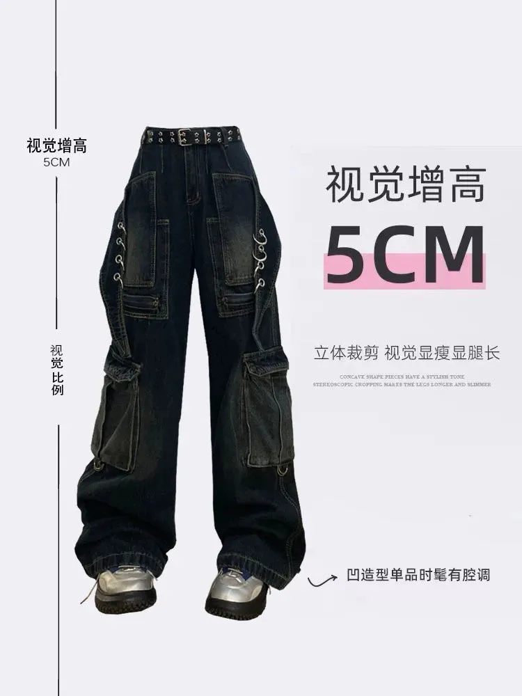Znbbw Women's Cargo Jeans Baggy Harajuku Y2k Oversize 90s Aesthetic Streetwear Vintage Denim Trousers Jean Pants 2000s Trashy Clothes - Image 2