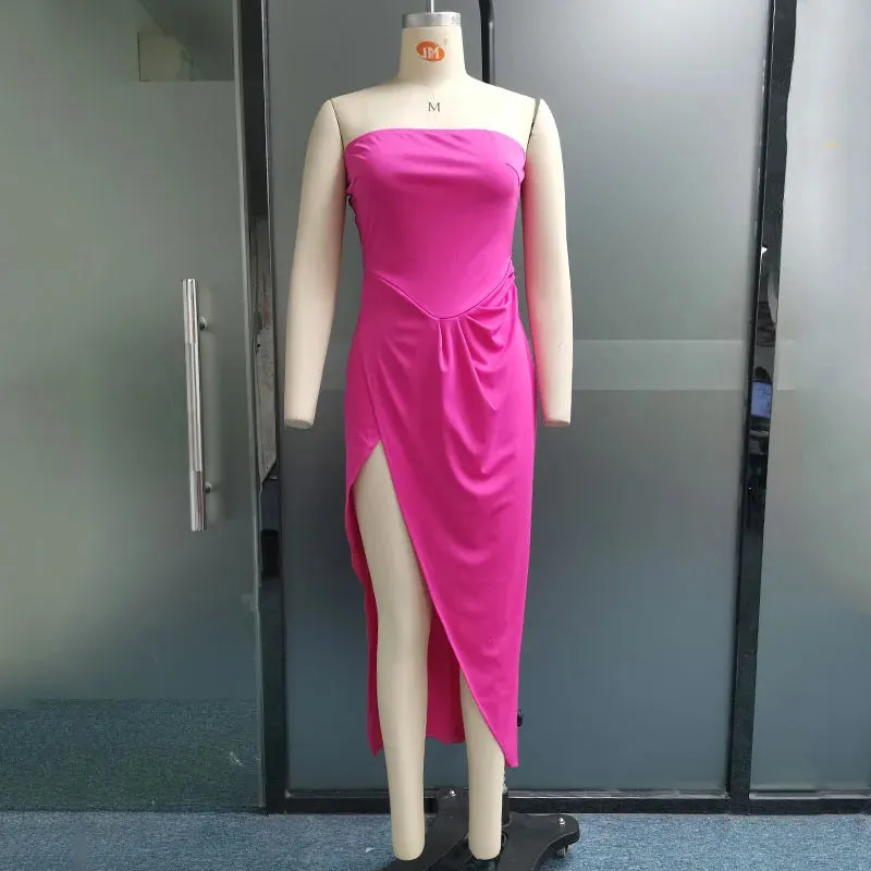 Znbbw Women Maxi Dress Summer Fashion Sexy Solid Strapless Sleeveless Nipped Waist Elegant Party Beach Sexy Dresses Streetwear - Image 4