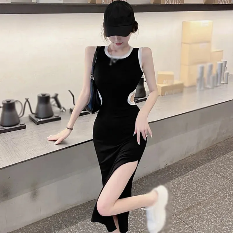 Znbbw Women's Korean version round necked open waist dress with a slim fit and sexy sleeveless vest dress - Image 4