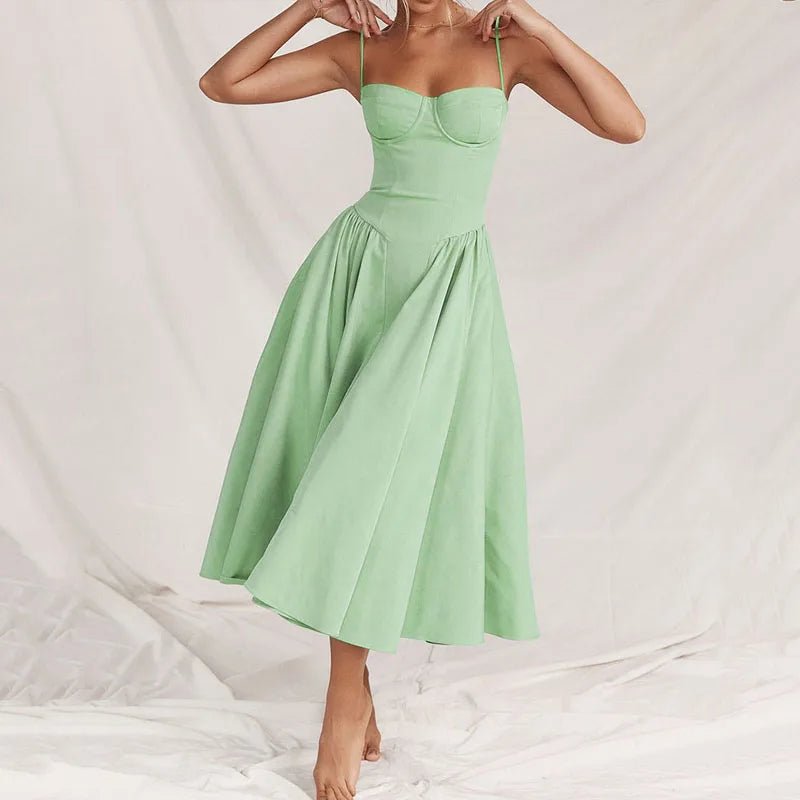 Znbbw Women Maxi Dress Summer Fashion Elegant Sling Solid Nipped Waist Sleeveless Loose Party Beach Sexy Dresses Streetwear - Image 3