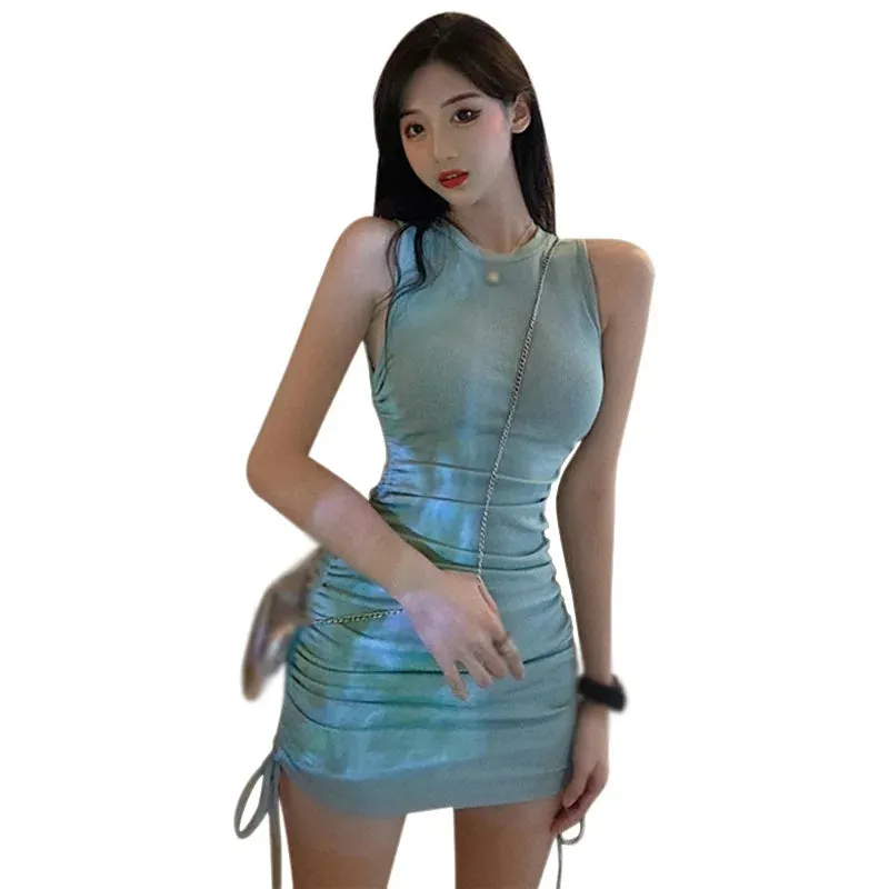 Znbbw Bag Hip Drawstring Sleeveless Fairy Summer Tight Short Skirt Temperament Small Dress - Image 7