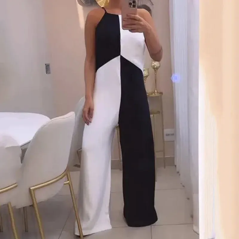 Znbbw Women Jumpsuit Sexy Fashion Summer Sleeveless Solid Nipped Waist Casual Loose Wide Legs Pants Romper High Streetwear - Image 2