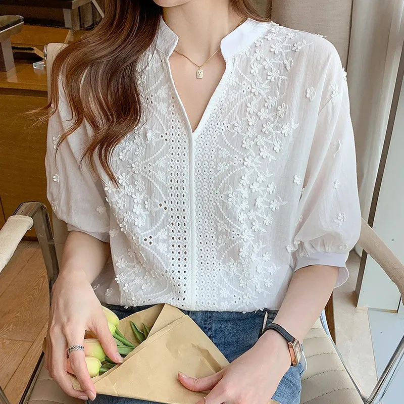 Znbbw Women V-Neck Lace Blouse Shirt Women Tops Blouse Women Blusas Mujer De Moda 2023 Verano Blouses Femme Women Shirts F428 - Image 5