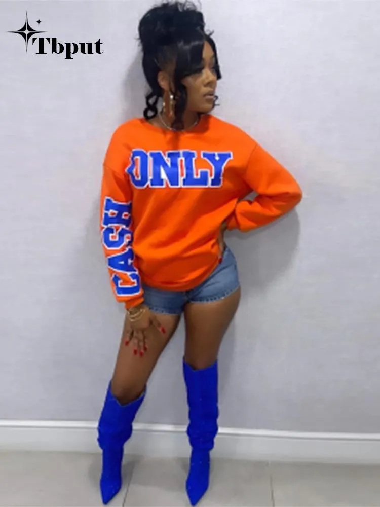 Znbbw Women Loose Letter Print Full Sleeve Pullovers Female Casual CASH ONLY Streetwear 2023 Fashion Spring O-Neck Y2k Sweatshirts - Image 2