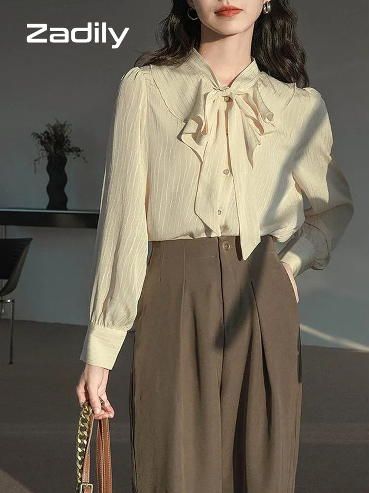 znbbw 2023 Summer Long Sleeve Women Chiffon Shirt Korean Style Stripe Button Ladies Blouse Office Lady Work Female Clothing - Image 5