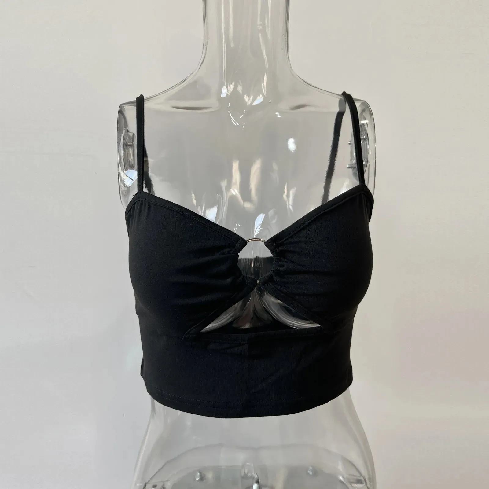 Znbbw Women Sexy Camisole Fashion Black Spaghetti Strap Cami Ring Linked Streetwear Sleeveless Tops Female Skinny Clubwear Slim Vest - Image 4