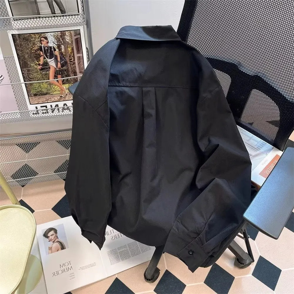 Znbbw Women Solid Hollow Out Shirts Lapel Long Sleeve Loose Waist Fashion Patchwork Blouse Female Chic Casual Shirt 2023 NEW - Image 7