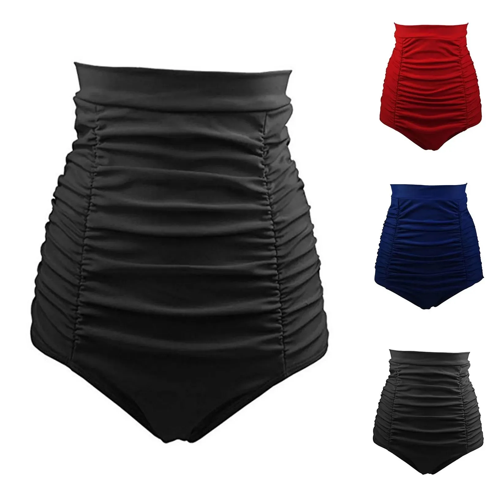 Znbbw Women Sexy Slim Fit Swim Bottom Shorts Ladies Fashion Solid Color Pleated Ruched Brazilian Bathing Shorts for Female