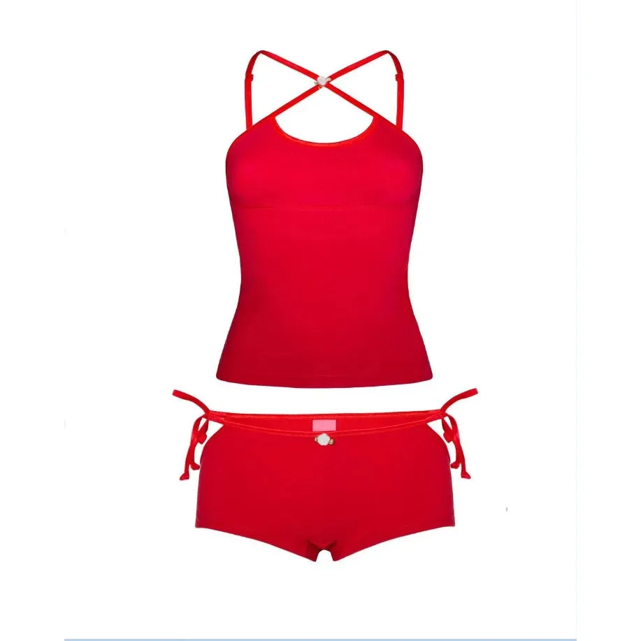 Znbbw Women Summer Sexy Coquette 2 Piece Pajamas Sets Halter Cutout Camis Crop Tops Flower Low Waist Shorts Loungewear Fairy Outfits - Image 8