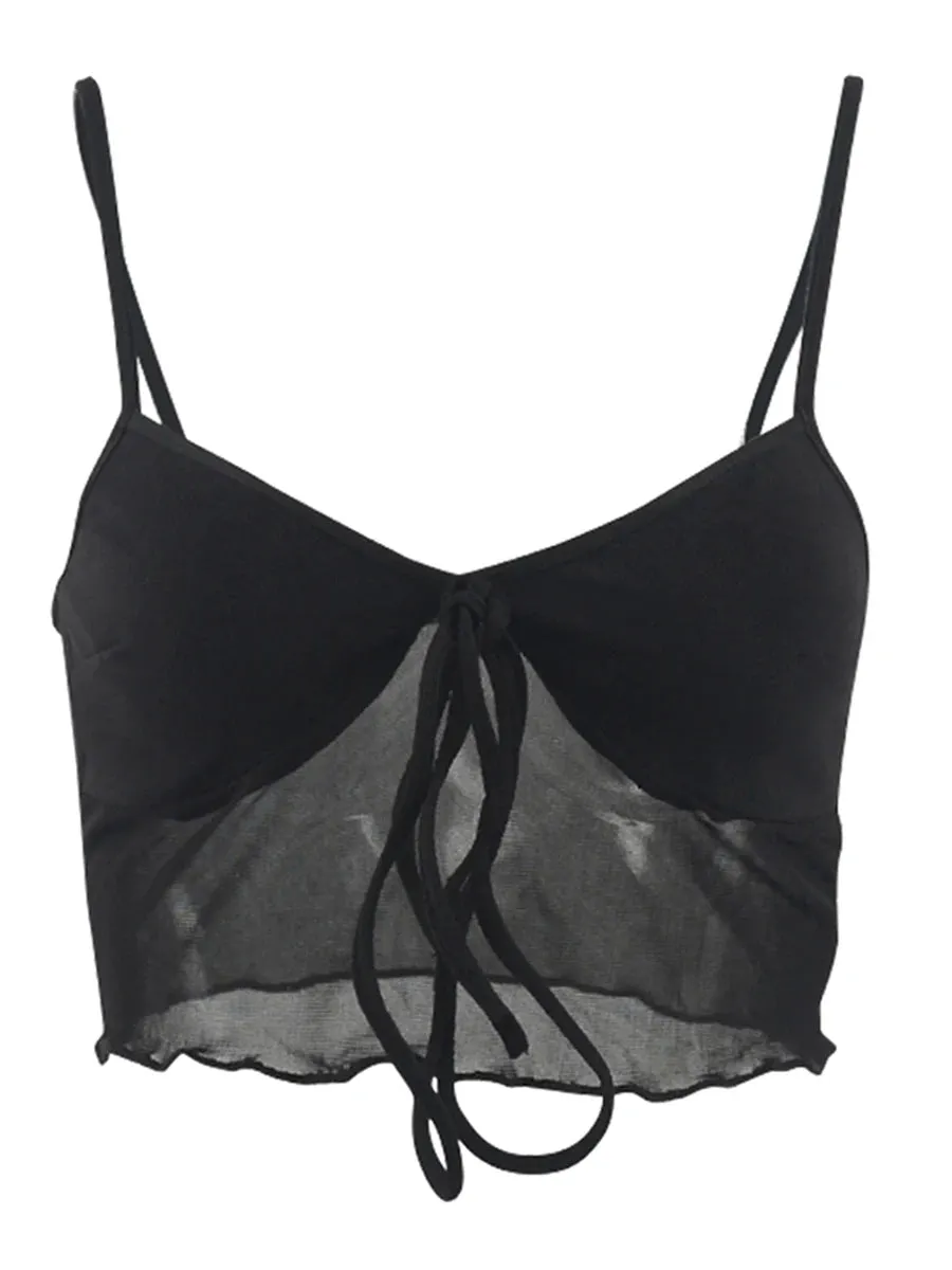 Znbbw Women Sexy See Through Mesh Crop Cami Y2k Ruffle Frill Backless Tank Top Sleeveless Spaghetti Strap Camisoles Party Clubwear - Image 6