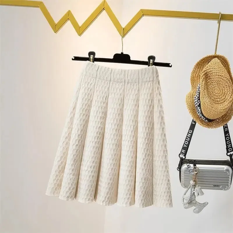 Znbbw and Winter High Waist Knitted Half Skirt Women Versatile A-line Skirt Pleated Skirt Wearing Short Skirt Outside Women - Image 4