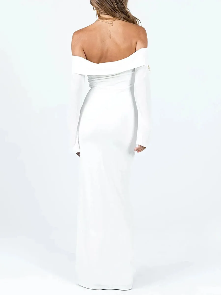 Znbbw Women Off Shoulder Bodycon Satin Dress Elegant Backless Spaghetti Strap Bodycon Long Dress Formal Outfit - Image 2