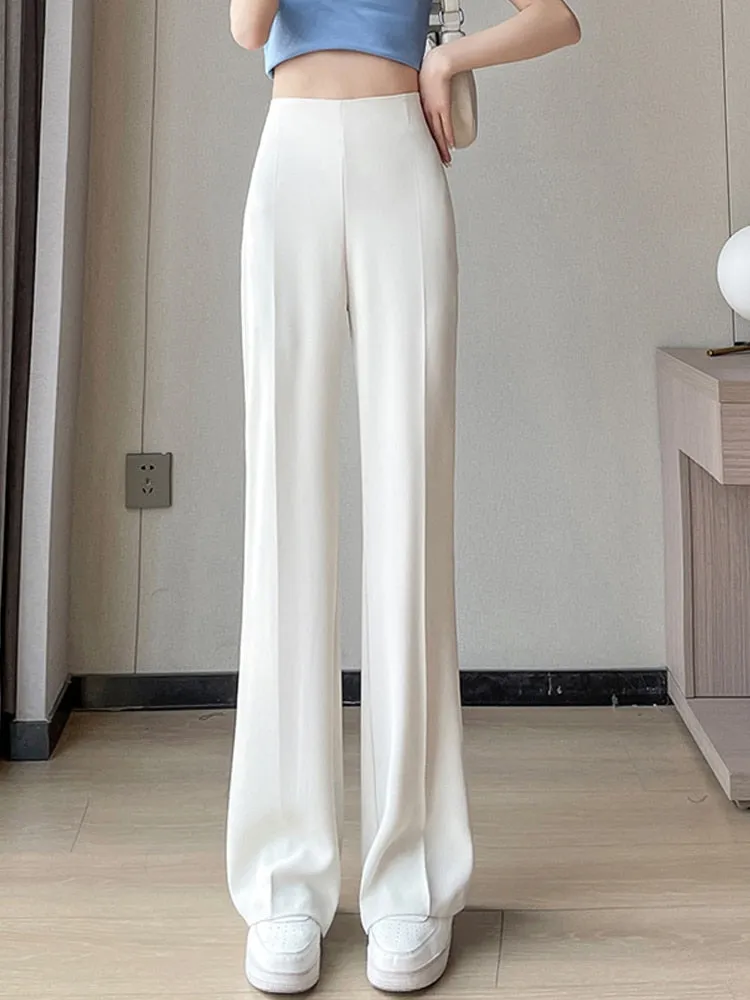Znbbw 2023 Summer Thin Drape Ice Silk Pants Women Simplicity Straight Long Trousers Womens Office Lady Casual Suit Pants - Image 6