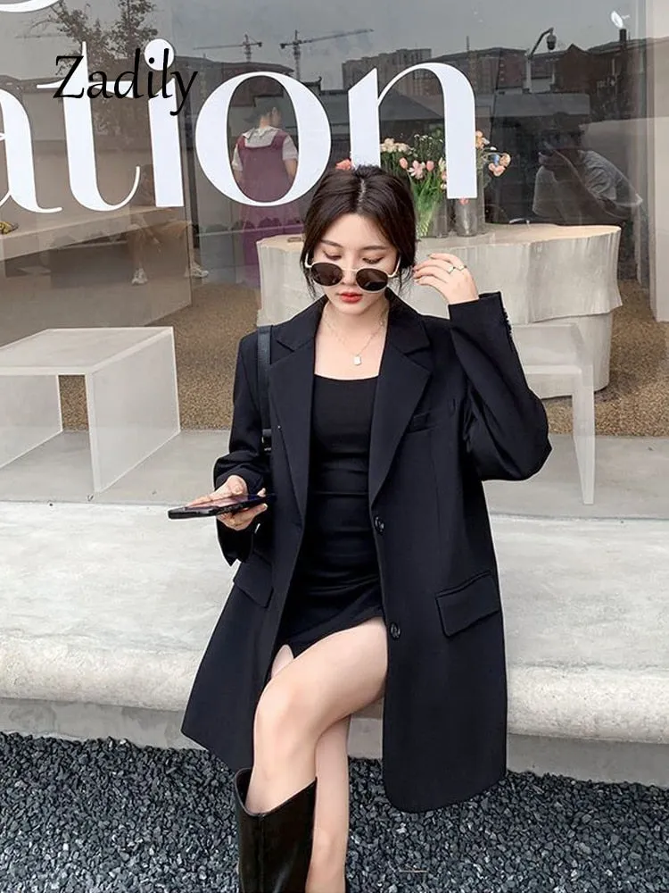 znbbw 2023 Winter New In Korea Style Long Sleeve Women Blazer Office Lady Loose Solid Suit Work Blazers Spring Female Coat - Image 7