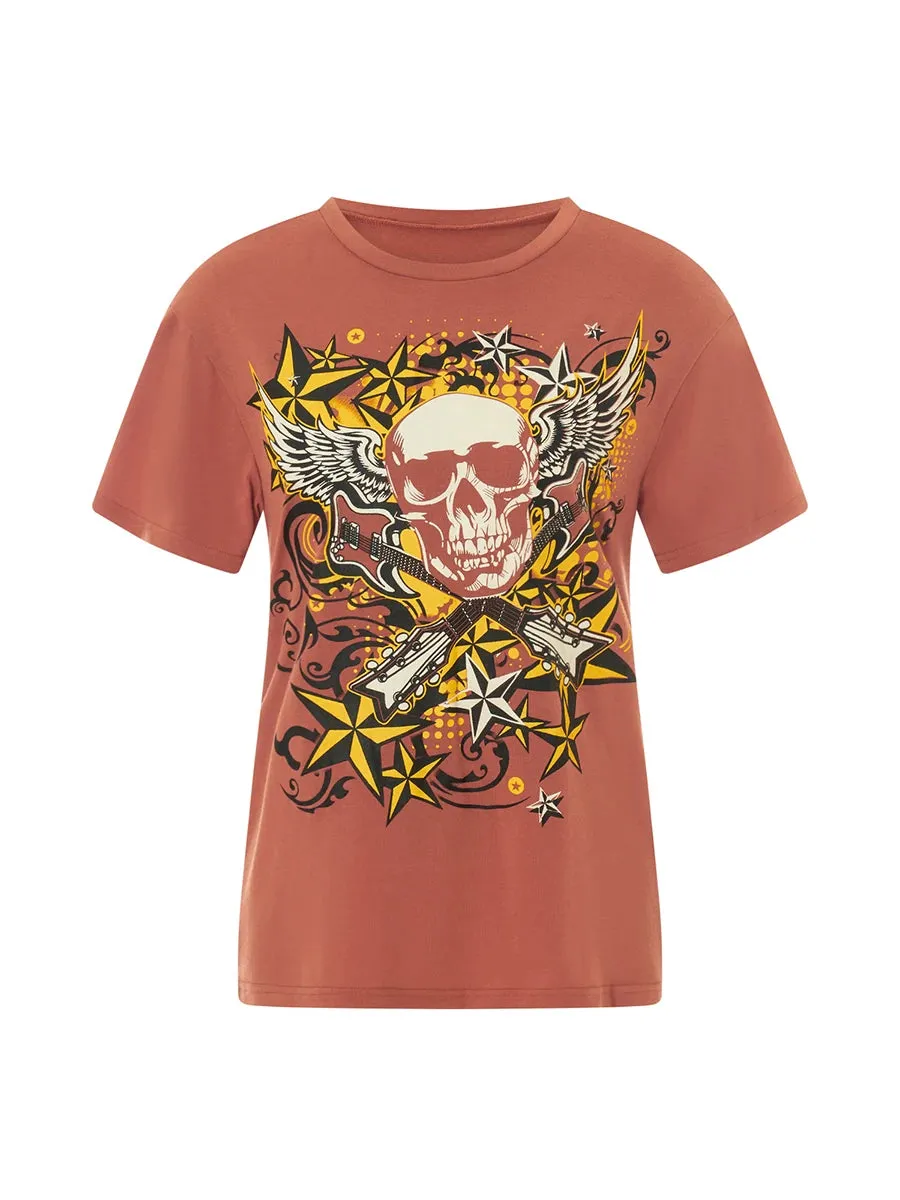 Znbbw Women Vintage Summer y2k Cyber Grunge Graphic Print Crop Tops O-neck Short Sleeve Slim Fits Tees Harajuku Aesthetic T-shirts - Image 6